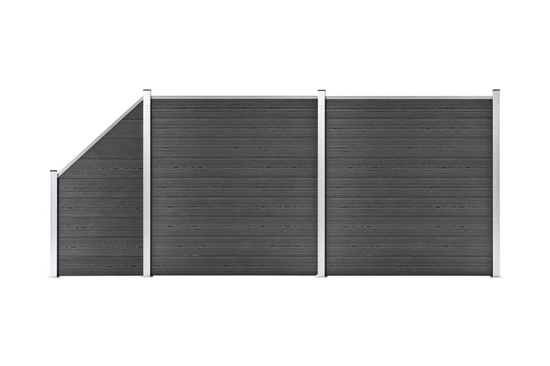 Staketpaneler WPC 446x(105-186) cm svart - Svart - Staket & grindar