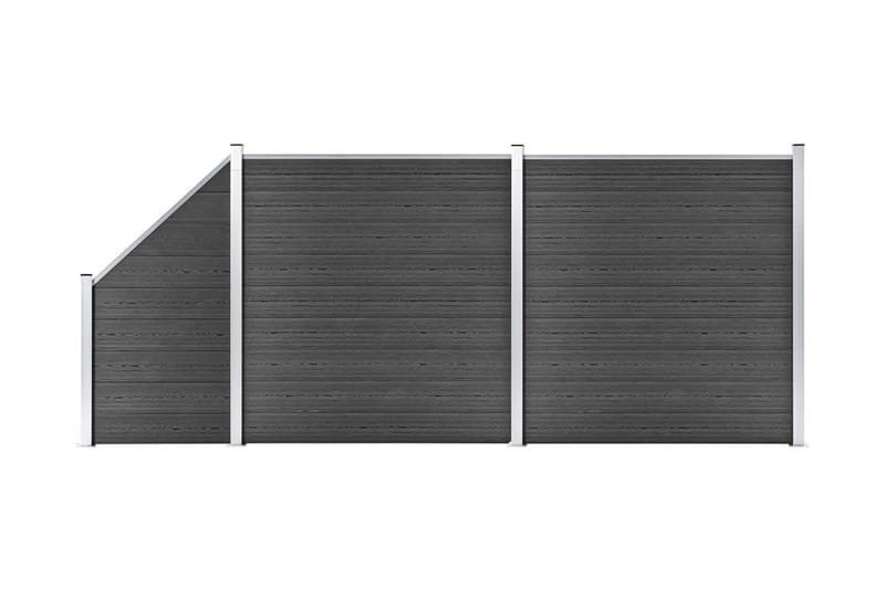 Staketpaneler WPC 446x(105-186) cm svart - Svart - Utemöbler - Övrigt utemöbler - Tillbehör - Staket & grindar
