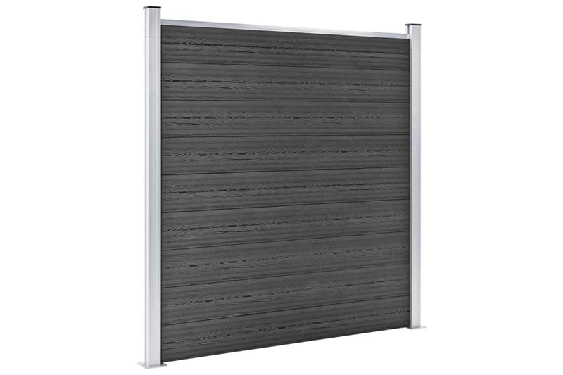 Staketpaneler WPC 619x(105-186) cm svart - Svart - Utemöbler - Övrigt utemöbler - Tillbehör - Staket & grindar