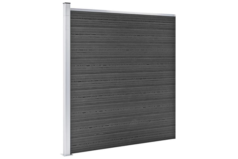 Staketpaneler WPC 619x(105-186) cm svart - Svart - Utemöbler - Övrigt utemöbler - Tillbehör - Staket & grindar