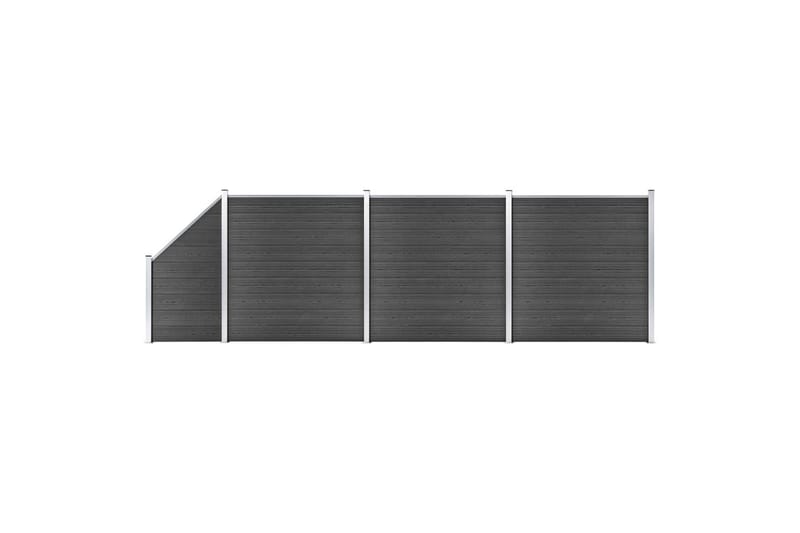 Staketpaneler WPC 619x(105-186) cm svart - Svart - Utemöbler - Övrigt utemöbler - Tillbehör - Staket & grindar