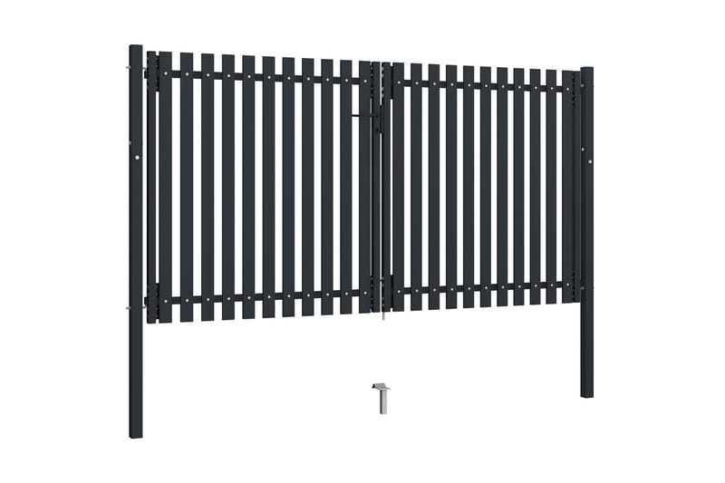 Stängselgrind dubbel stål 306x200 cm antracit - Grå - Utemöbler - Övrigt utemöbler - Tillbehör - Staket & grindar