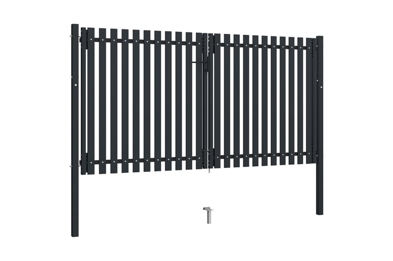 Stängselgrind dubbel stål 306x220 cm antracit - Grå - Utemöbler - Övrigt utemöbler - Tillbehör - Staket & grindar