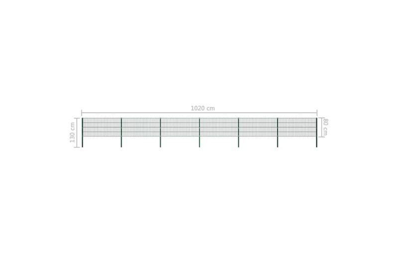 Stängselpanel med stolpar järn 10,2x0,8 m grön - Grön - Utemöbler - Övrigt utemöbler - Tillbehör - Staket & grindar