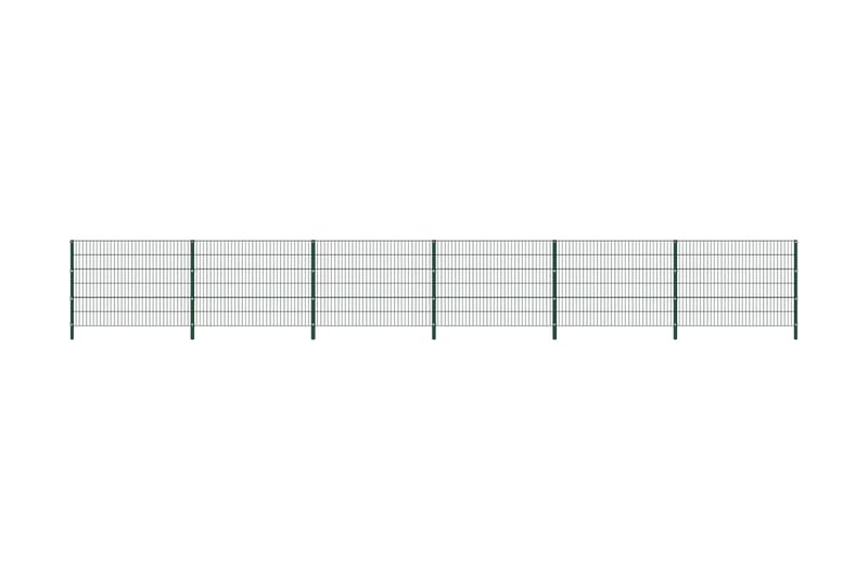 Stängselpanel med stolpar järn 10,2x1,2 m grön - Grön - Utemöbler - Övrigt utemöbler - Tillbehör - Staket & grindar