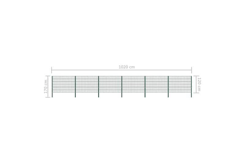 Stängselpanel med stolpar järn 10,2x1,2 m grön - Grön - Utemöbler - Övrigt utemöbler - Tillbehör - Staket & grindar