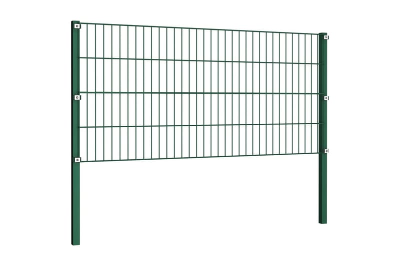 Stängselpanel med stolpar järn 11,9x0,8 m grön - Grön - Utemöbler - Övrigt utemöbler - Tillbehör - Staket & grindar