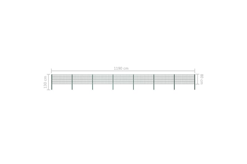 Stängselpanel med stolpar järn 11,9x0,8 m grön - Grön - Utemöbler - Övrigt utemöbler - Tillbehör - Staket & grindar
