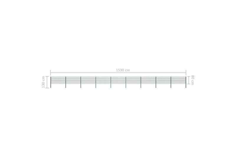 Stängselpanel med stolpar järn 15,3x0,8 m grön - Grön - Utemöbler - Övrigt utemöbler - Tillbehör - Staket & grindar