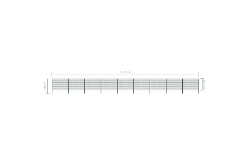 Stängselpanel med stolpar järn 15,3x1,2 m grön - Grön - Utemöbler - Övrigt utemöbler - Tillbehör - Staket & grindar