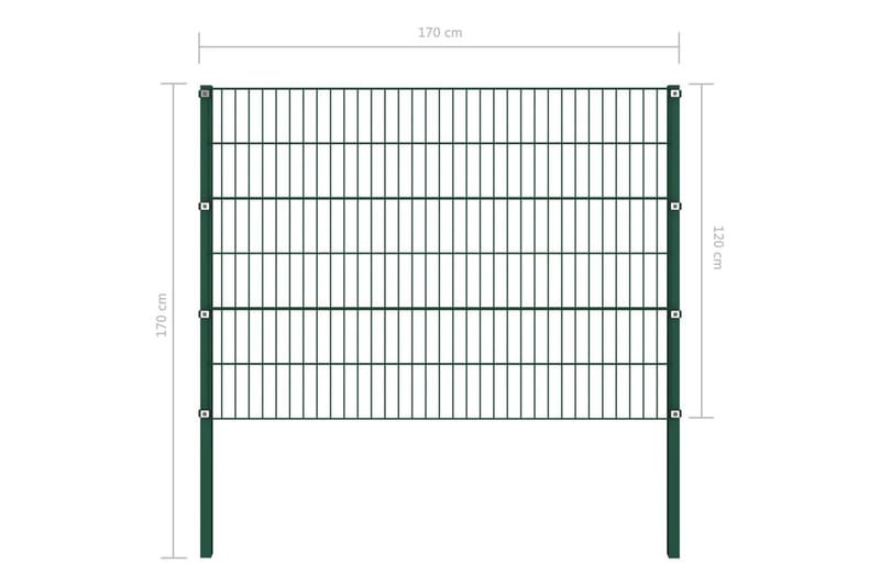 Stängselpanel med stolpar järn 1,7x1,2 m grön - Grön - Utemöbler - Övrigt utemöbler - Tillbehör - Staket & grindar