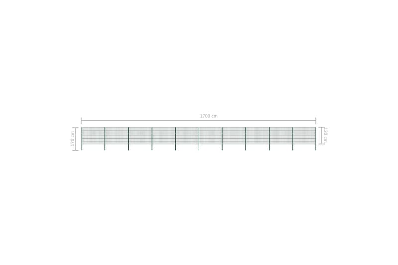 Stängselpanel med stolpar järn 17x1,2 m grön - Grön - Utemöbler - Övrigt utemöbler - Tillbehör - Staket & grindar