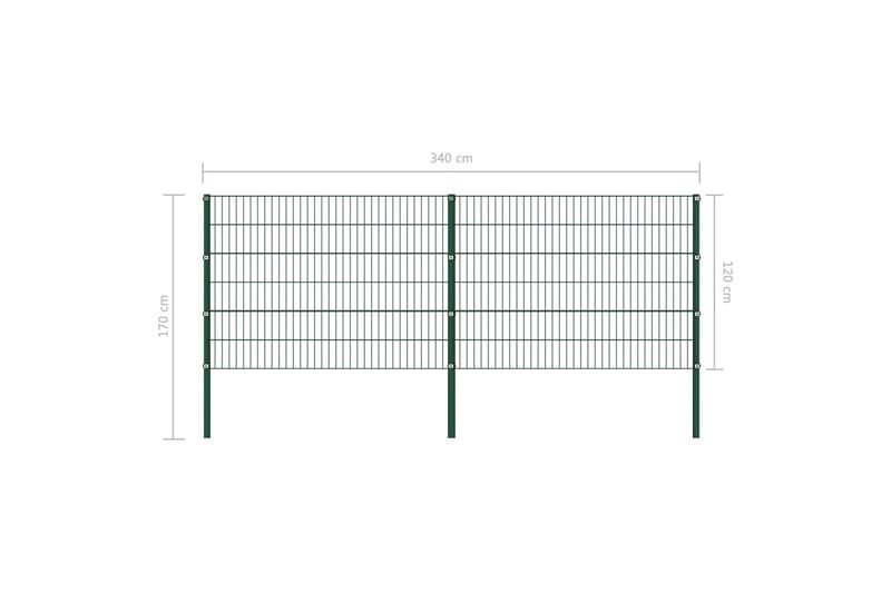 Stängselpanel med stolpar järn 3,4x1,2 m grön - Grön - Utemöbler - Övrigt utemöbler - Tillbehör - Staket & grindar