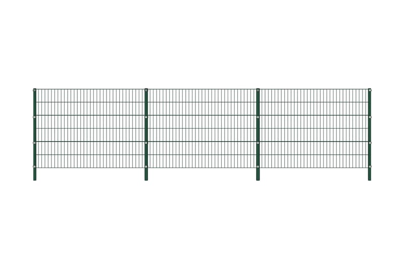 Stängselpanel med stolpar järn 5,1x1,2 m grön - Grön - Utemöbler - Övrigt utemöbler - Tillbehör - Staket & grindar