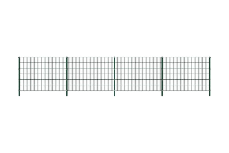 Stängselpanel med stolpar järn 6,8x1,2 m grön - Grön - Utemöbler - Övrigt utemöbler - Tillbehör - Staket & grindar