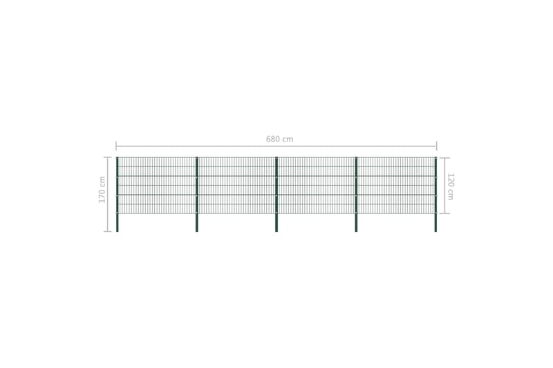 Stängselpanel med stolpar järn 6,8x1,2 m grön - Grön - Utemöbler - Övrigt utemöbler - Tillbehör - Staket & grindar
