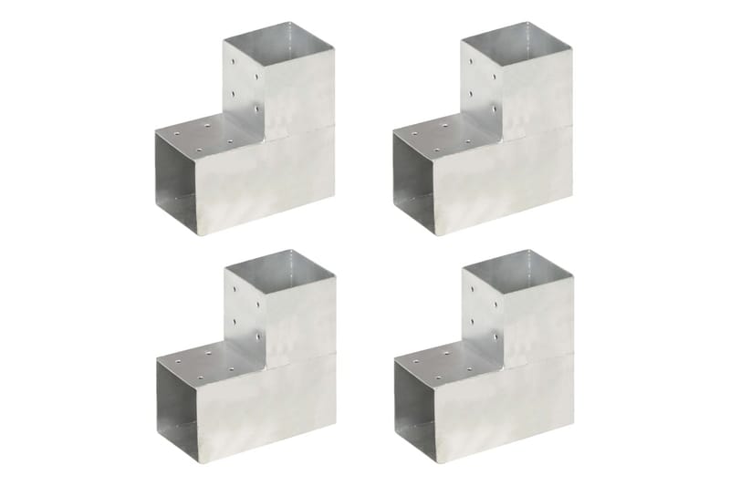 Stolpbeslag 4 st L-form galvaniserad metall 101x101 mm - Silver - Utemöbler - Övrigt utemöbler - Tillbehör - Staket & grindar