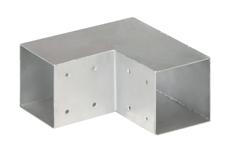 Stolpbeslag 4 st L-form galvaniserad metall 91x91 mm - Silver - Staket & grindar