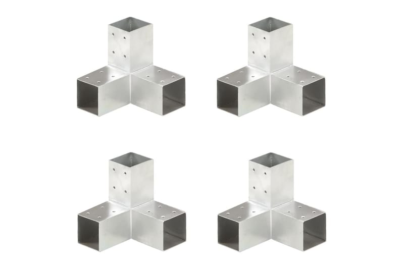 Stolpbeslag 4 st Y-form galvaniserad metall 71x71 mm - Silver - Utemöbler - Övrigt utemöbler - Tillbehör - Staket & grindar