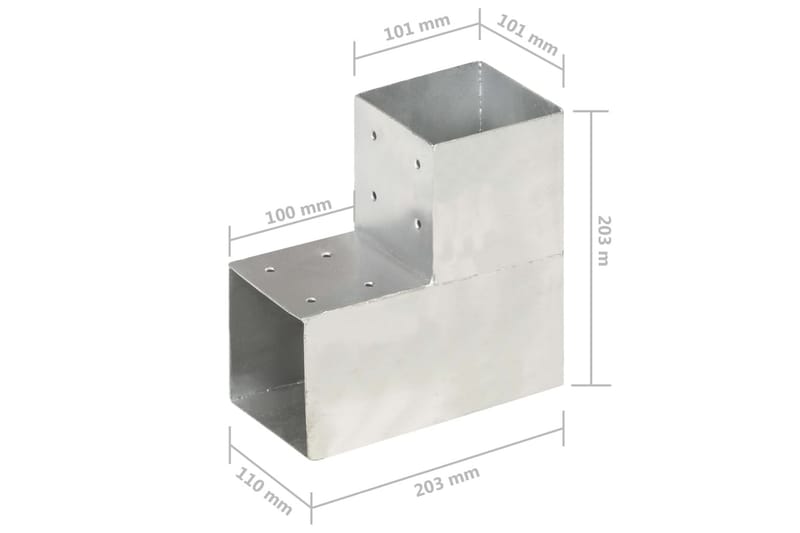 Stolpbeslag L-form galvaniserad metall 101x101 mm - Silver - Utemöbler - Övrigt utemöbler - Tillbehör - Staket & grindar