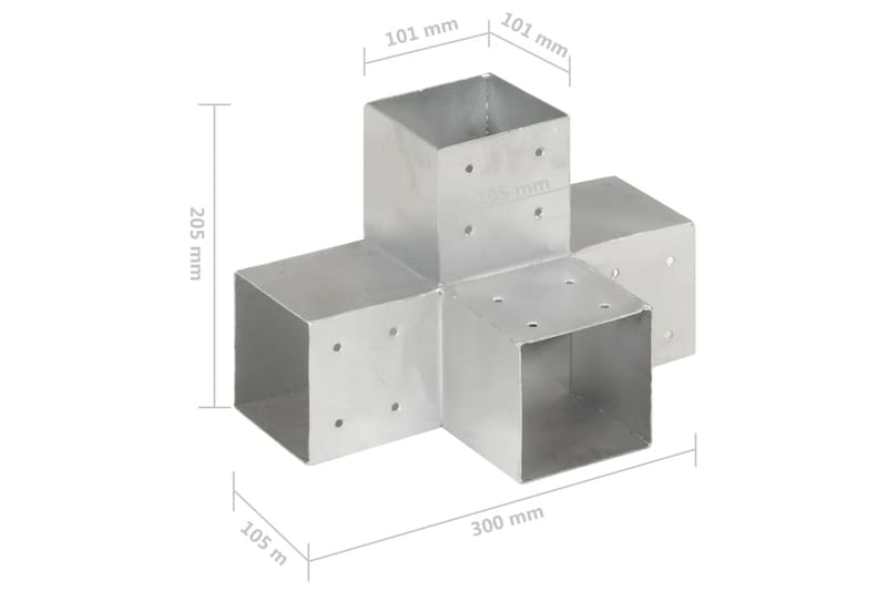 Stolpbeslag X-form galvaniserad metall 101x101 mm - Silver - Utemöbler - Övrigt utemöbler - Tillbehör - Staket & grindar
