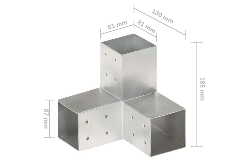 Stolpbeslag Y-form galvaniserad metall 81x81 mm - Silver - Utemöbler - Övrigt utemöbler - Tillbehör - Staket & grindar