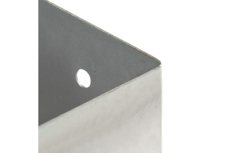 Stolpfot 4 st galvaniserad metall 121 mm - Silver - Staket & grindar