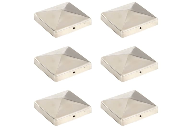 Stolphattar pyramid 6 st rostfritt stål 101x101 mm - Silver - Utemöbler - Övrigt utemöbler - Tillbehör - Staket & grindar