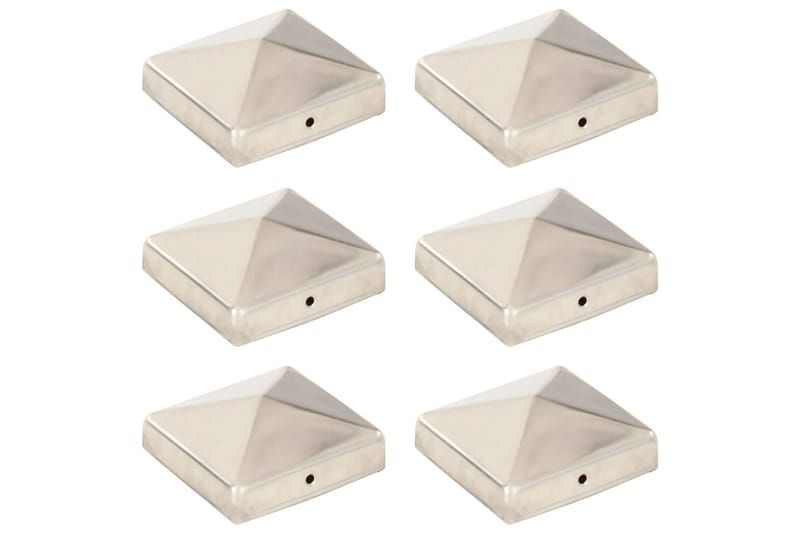 Stolphattar pyramid 6 st rostfritt stål 81x81 mm - Silver - Utemöbler - Övrigt utemöbler - Tillbehör - Staket & grindar