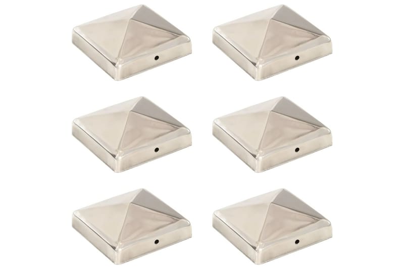 Stolphattar pyramid 6 st rostfritt stål 91x91 mm - Silver - Utemöbler - Övrigt utemöbler - Tillbehör - Staket & grindar