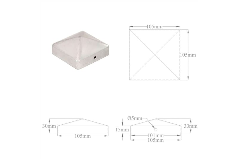 Stolphattar pyramid 6 st galvaniserad metall 101x101 mm - Silver - Utemöbler - Övrigt utemöbler - Tillbehör - Staket & grindar