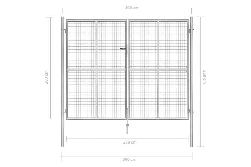 Trädgårdsgrind galvaniserat stål 306x250 cm silver - Silver - Utemöbler - Övrigt utemöbler - Tillbehör - Staket & grindar