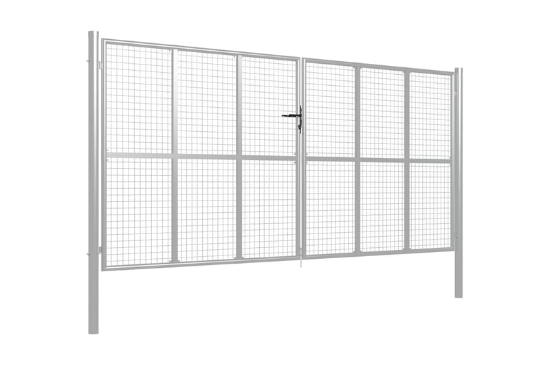 Trädgårdsgrind galvaniserat stål 415x225 cm silver - Silver - Utemöbler - Övrigt utemöbler - Tillbehör - Staket & grindar
