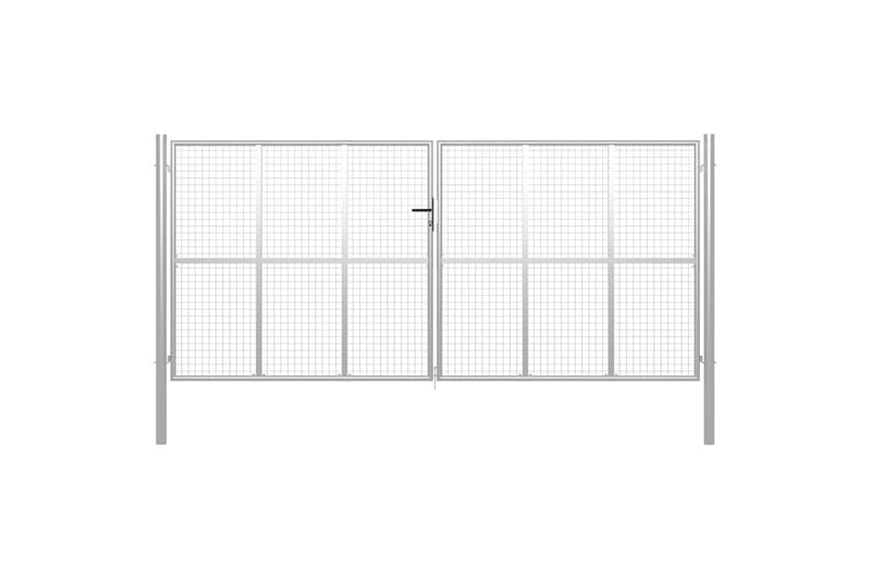 Trädgårdsgrind galvaniserat stål 415x250 cm silver - Silver - Utemöbler - Övrigt utemöbler - Tillbehör - Staket & grindar