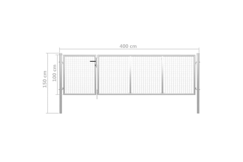 Trädgårdsgrind stål 350x100 cm silver - Silver - Utemöbler - Övrigt utemöbler - Tillbehör - Staket & grindar