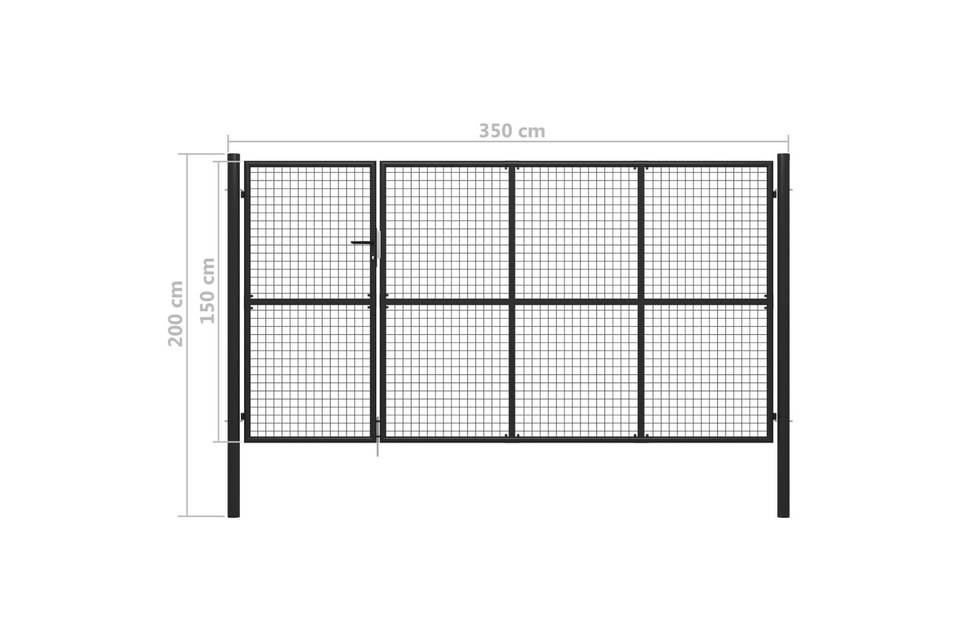 Trädgårdsgrind stål 350x150 cm antracit - Antracit - Utemöbler - Övrigt utemöbler - Tillbehör - Staket & grindar