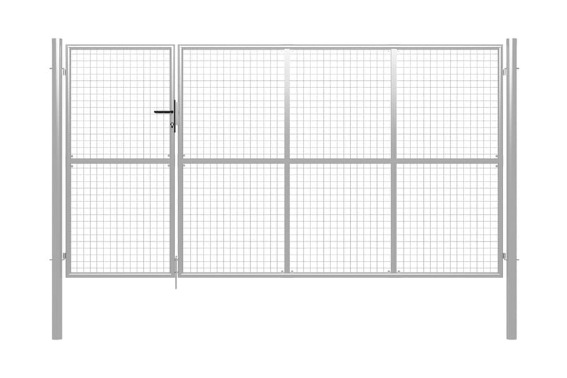 Trädgårdsgrind stål 350x150 cm silver - Silver - Utemöbler - Övrigt utemöbler - Tillbehör - Staket & grindar