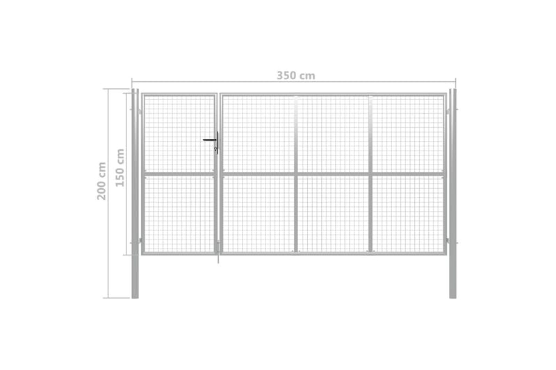 Trädgårdsgrind stål 350x150 cm silver - Silver - Utemöbler - Övrigt utemöbler - Tillbehör - Staket & grindar