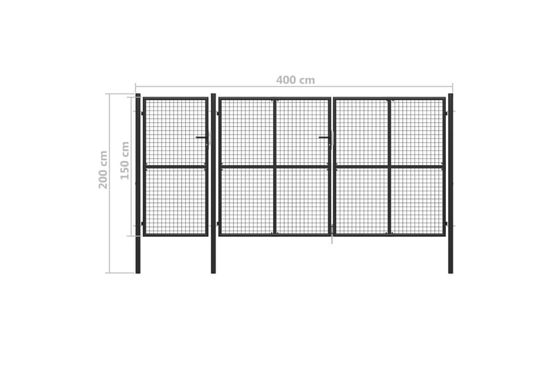 Trädgårdsgrind stål 400x150 cm antracit - Antracit - Utemöbler - Övrigt utemöbler - Tillbehör - Staket & grindar