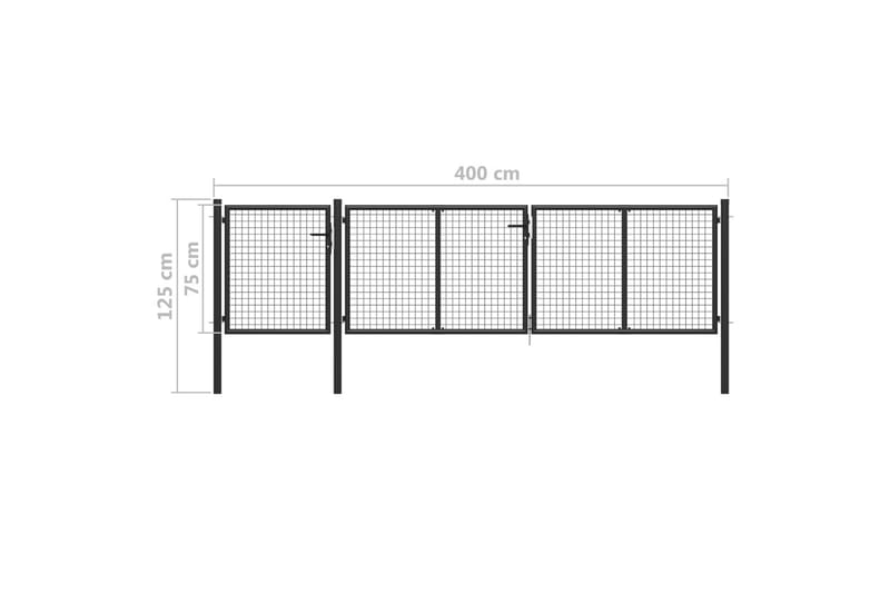 Trädgårdsgrind stål 400x75 cm antracit - Antracit - Utemöbler - Övrigt utemöbler - Tillbehör - Staket & grindar