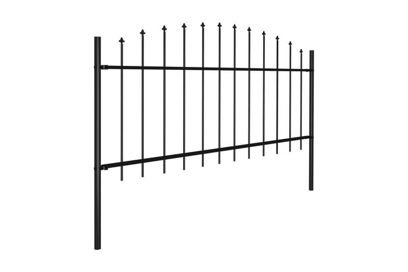Trädgårdsstaket med spjuttopp stål (0,5-0,75)x10,2 m svart - Svart - Utemöbler - Övrigt utemöbler - Tillbehör - Staket & grindar