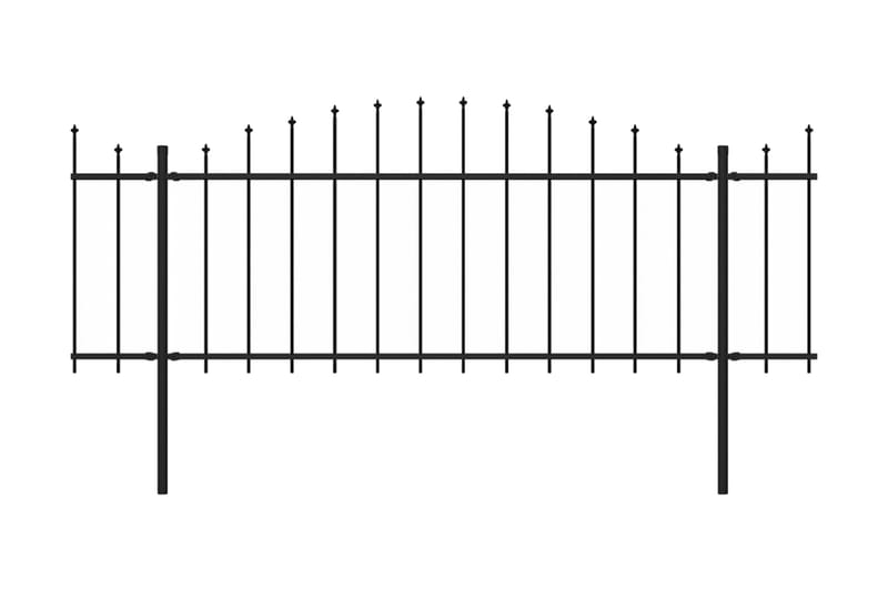 Trädgårdsstaket med spjuttopp stål (0,5-0,75)x10,2 m svart - Svart - Utemöbler - Övrigt utemöbler - Tillbehör - Staket & grindar
