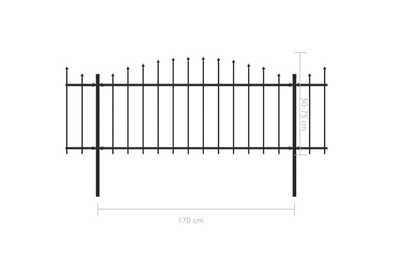 Trädgårdsstaket med spjuttopp stål (0,5-0,75)x15,3 m svart - Svart - Utemöbler - Övrigt utemöbler - Tillbehör - Staket & grindar
