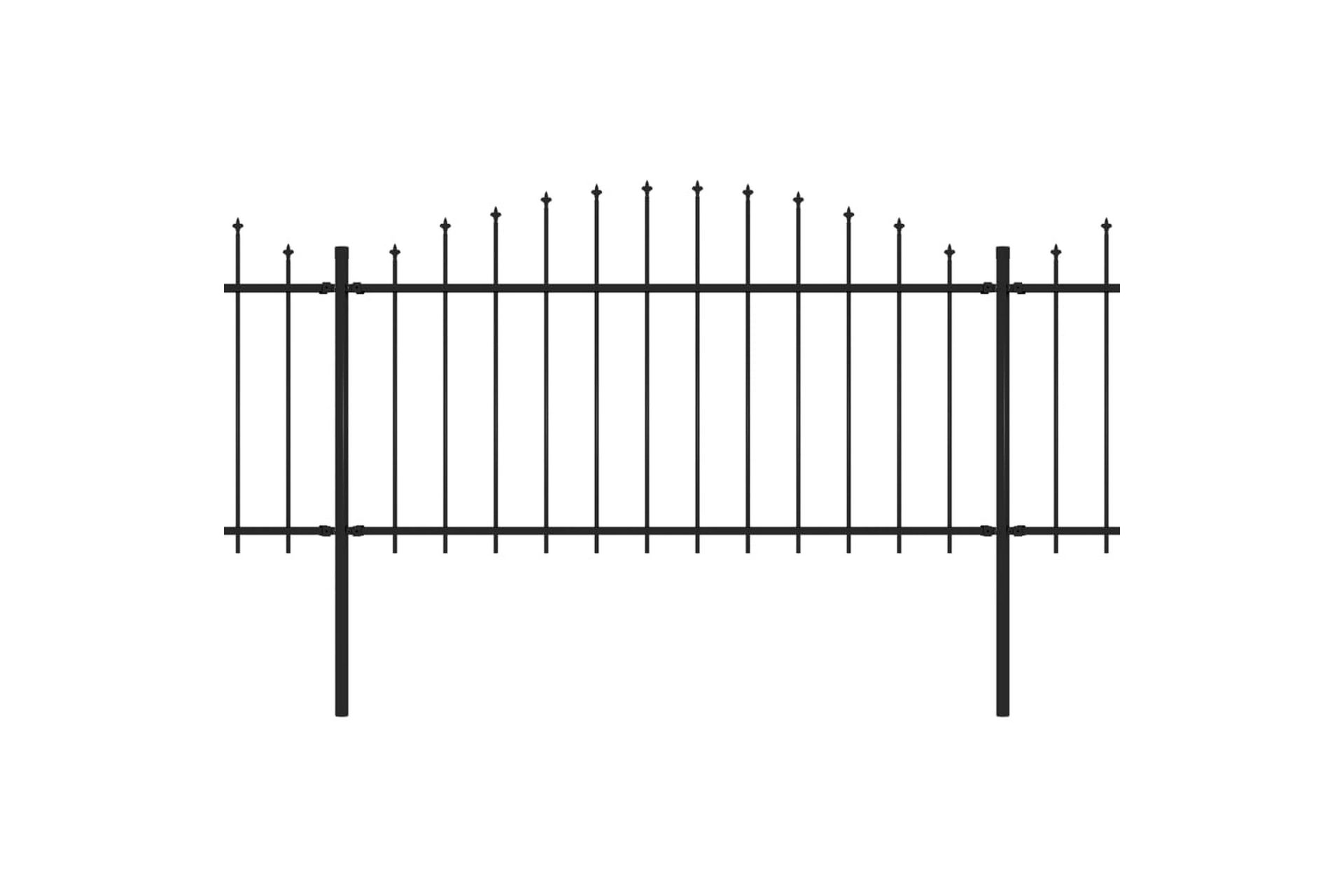 Trädgårdsstaket med spjuttopp stål (1,25-1,5)x13,6 m svart - Svart - Utemöbler - Övrigt utemöbler - Tillbehör - Staket & grindar