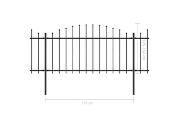 Trädgårdsstaket med spjuttopp stål (1,25-1,5)x13,6 m svart - Svart - Utemöbler - Övrigt utemöbler - Tillbehör - Staket & grindar