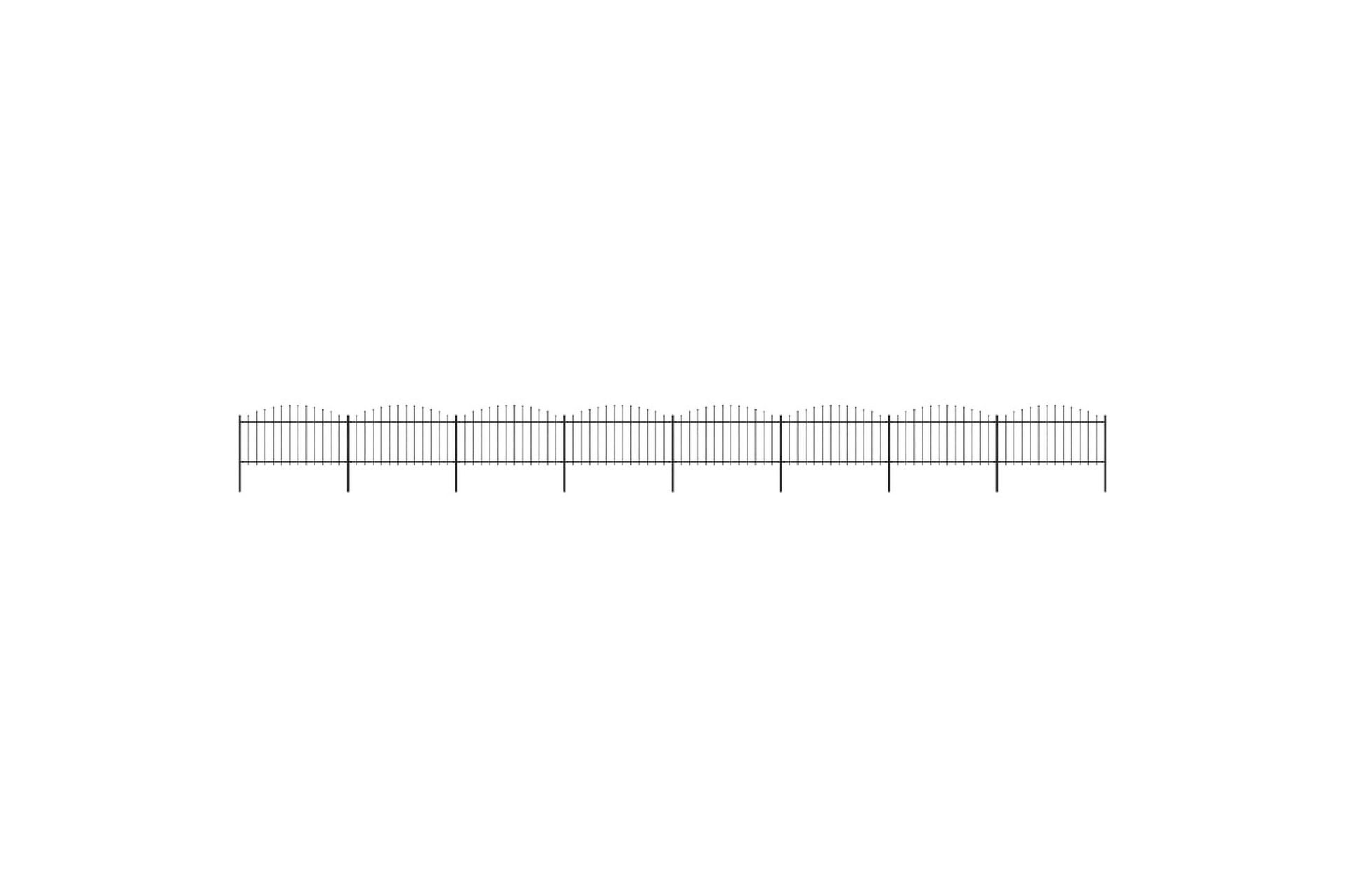 Trädgårdsstaket med spjuttopp stål (1,25-1,5)x13,6 m svart - Svart - Utemöbler - Övrigt utemöbler - Tillbehör - Staket & grindar