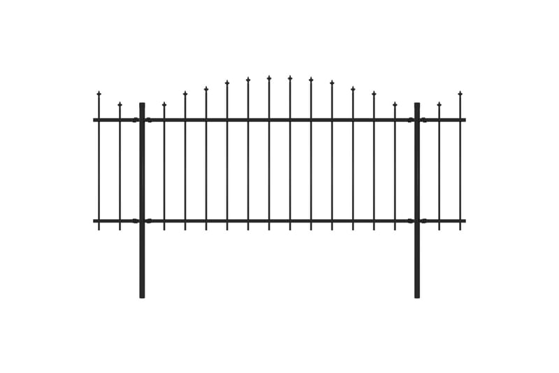 Trädgårdsstaket med spjuttopp stål (1,25-1,5)x15,3 m svart - Svart - Staket & grindar