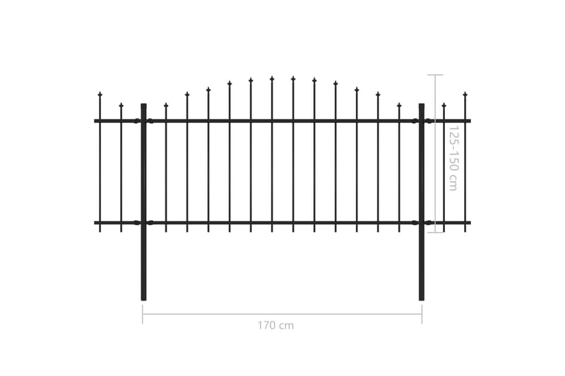 Trädgårdsstaket med spjuttopp stål (1,25-1,5)x15,3 m svart - Svart - Staket & grindar