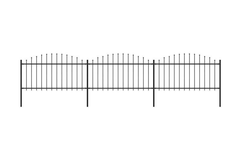 Trädgårdsstaket med spjuttopp stål (1,25-1,5)x5,1 m svart - Svart - Utemöbler - Övrigt utemöbler - Tillbehör - Staket & grindar