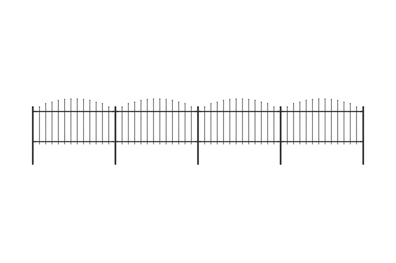 Trädgårdsstaket med spjuttopp stål (1,25-1,5)x6,8 m svart - Svart - Utemöbler - Övrigt utemöbler - Tillbehör - Staket & grindar